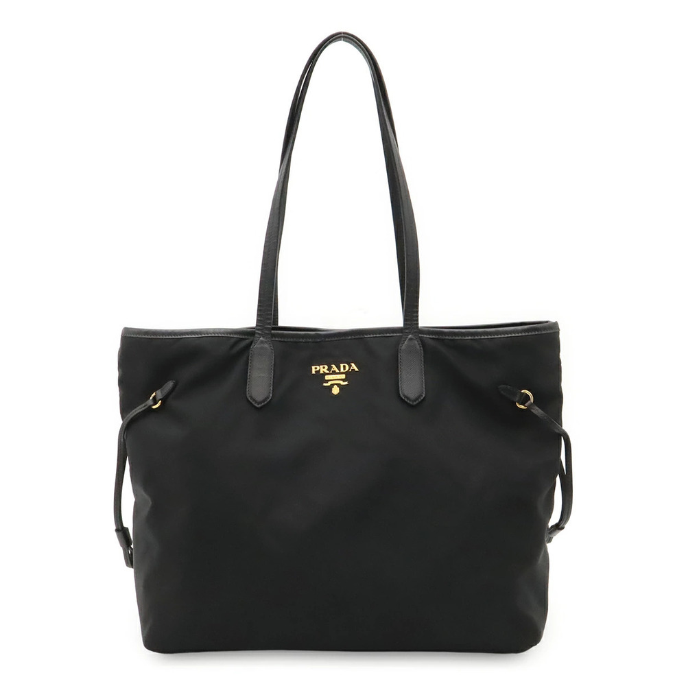 Prada Tote Tessuto Saffiano Bag Shoulder Hobo Leather NERO Black